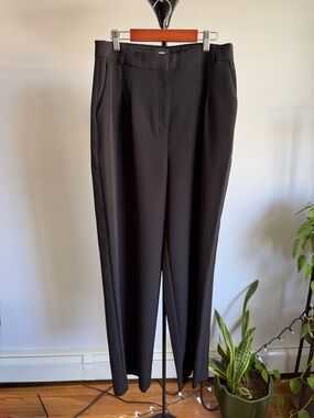 Express Editor | Black High-Rise Wide-leg Trousers | Size 10R